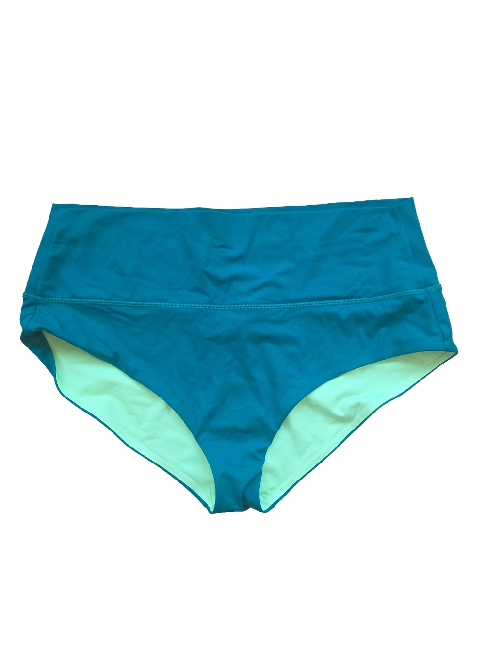 Athleta X Alicia Keys Collab High Waist Swim Bottoms Teal with Green Lining